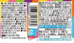 Lotte xylitol gum seven-assorted bottle back showing flavors and sugar-free option