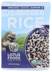 Lotus Foods White Jasmine Rice packaging, a convenient pantry staple for quick meals.