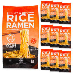 Lotus Foods millet and brown rice ramen cakes ready for quick gluten-free meals