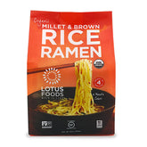 Lotus Foods millet and brown rice ramen pack shown, gluten-free convenience for weeknights.