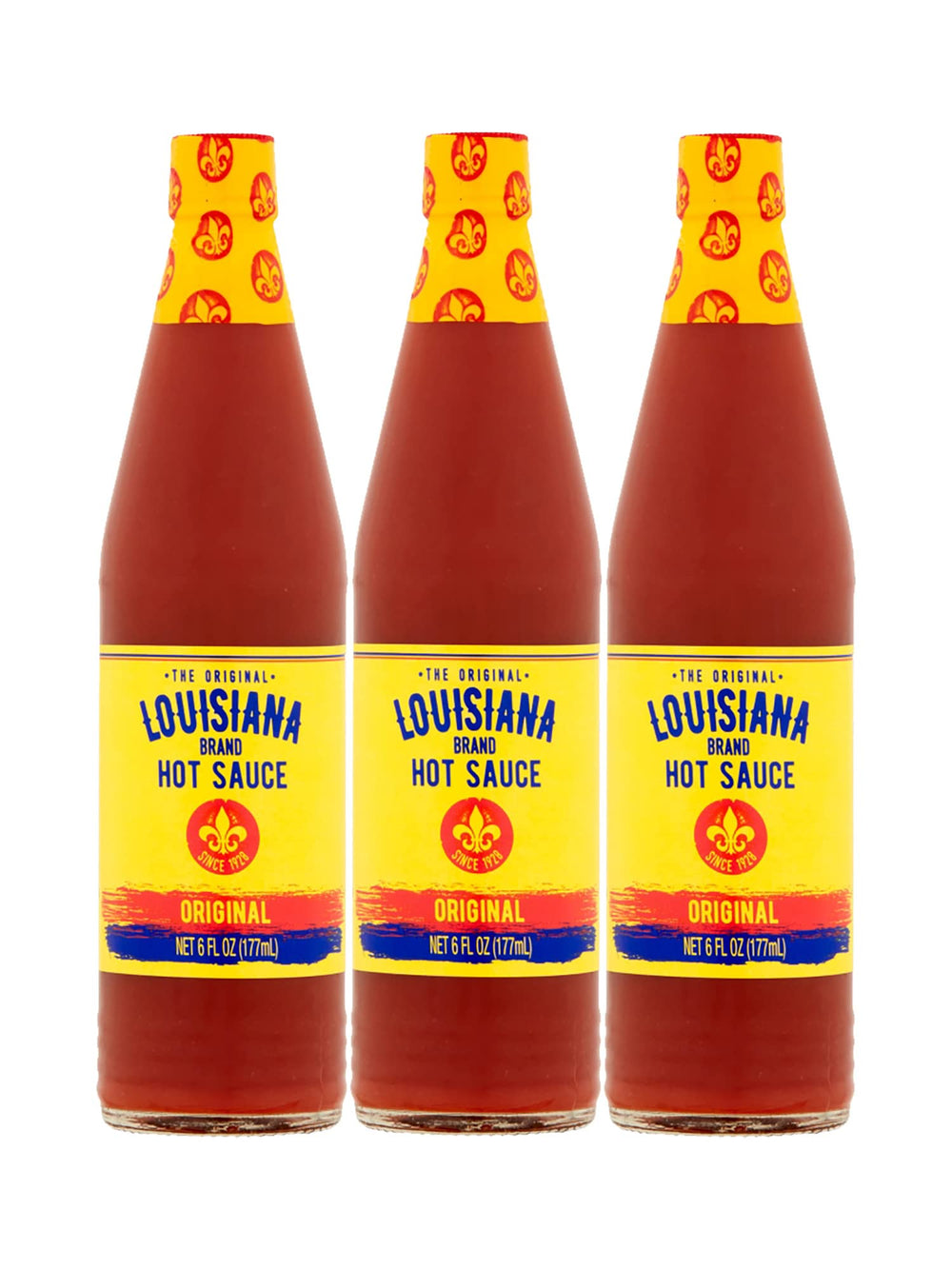 Louisiana Brand Hot Sauce Original: three-pack for versatile kitchen use.