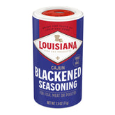 Louisiana Fish Fry Cajun Blackened Seasoning jar adds bold crust to seafood
