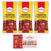 Louisiana Fish Fry Crawfish boil seasoning pack front, ready to flavor seafood boils with spice.