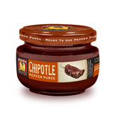 Louisiana Pepper Exchange chipotle puree jar boosts smoky flavor for sauces.