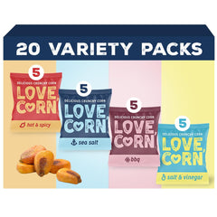 Love Corn Fab Four Sea Salt bag with crisp, savory crunch for on-the-go snacking.