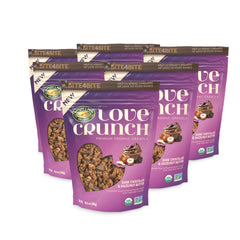 Love Crunch granola pouring with milk demonstrates quick, convenient breakfast or snack