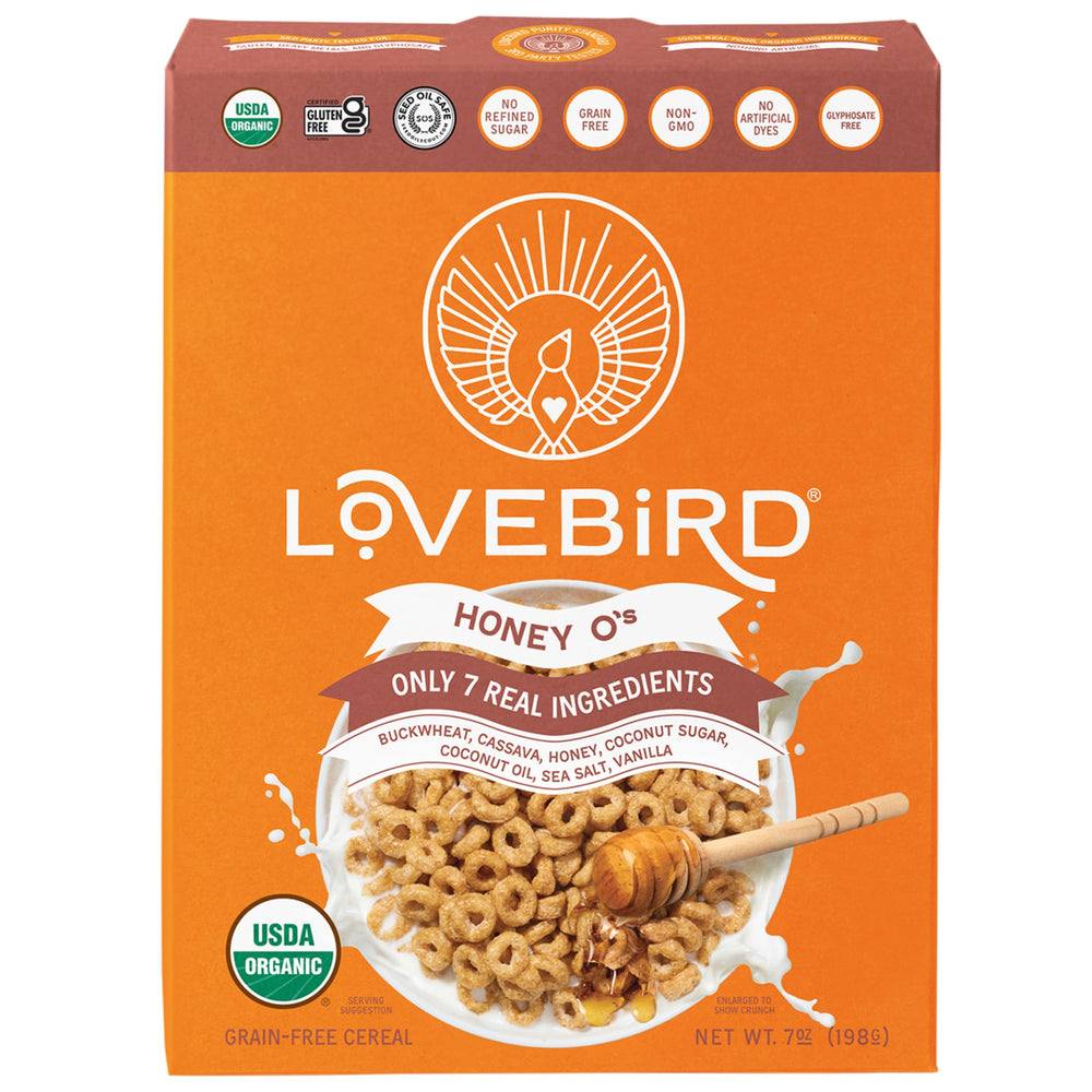 Lovebird Organic Cereal Honey 3-pack, gluten-free breakfast option for busy mornings