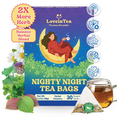 LoveinTea Nighty Night tea pyramid bag for deep relaxation.
