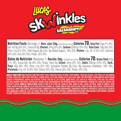 Lucas Salsagheti Watermelon candy strips close-up show glossy sweetness