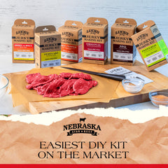 Lucky Beef Jerky Peppered DIY Kit packaging displayed, ready to start deer or beef jerky