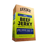 Lucky Beef Jerky Peppered DIY Kit setup showing components for easy family jerky making