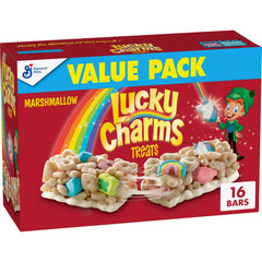 Lucky Charms breakfast cereal bars 16ct pack—portable breakfast option for busy mornings.