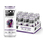 Lucky Energy Bodacious Berry can front view highlighting bold design and energy benefits