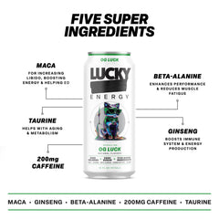 Lucky Energy maca-ginseng boost close-up suggests mental clarity and drive