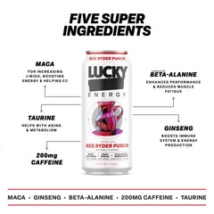 Lucky Energy Red Ryder Punch action pour demonstrates on-the-go caffeine boost.
