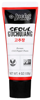 Lucky Seoul Gochujang jar, versatile pantry staple for meals.