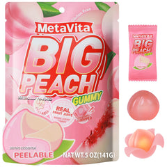 Luckycare MetaVita peach peelable outer layer shows a fun two-layer bite.