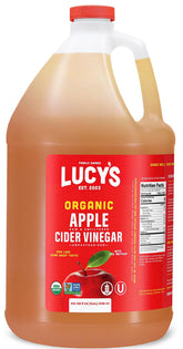 Lucy’s Apple Cider Vinegar with The Mother, pour-ready for dressings and marinades.