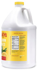 Lucys Lemon Juice gallon pour into a glass shows easy flavor boost for drinks.
