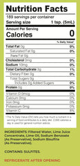 Lucy’s Lime Juice back label, clear ingredients and proper storage guidance.