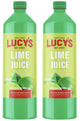 Lucy’s Lime Juice bottle front view highlights a convenient family-size option for recipes.