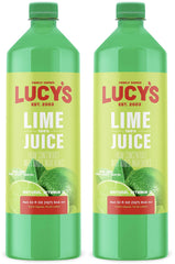 Lucy’s Lime Juice bottle front view highlights a convenient family-size option for recipes.