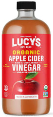 Lucy’s Organic Apple Cider Vinegar bottle ready for salads and beverages.