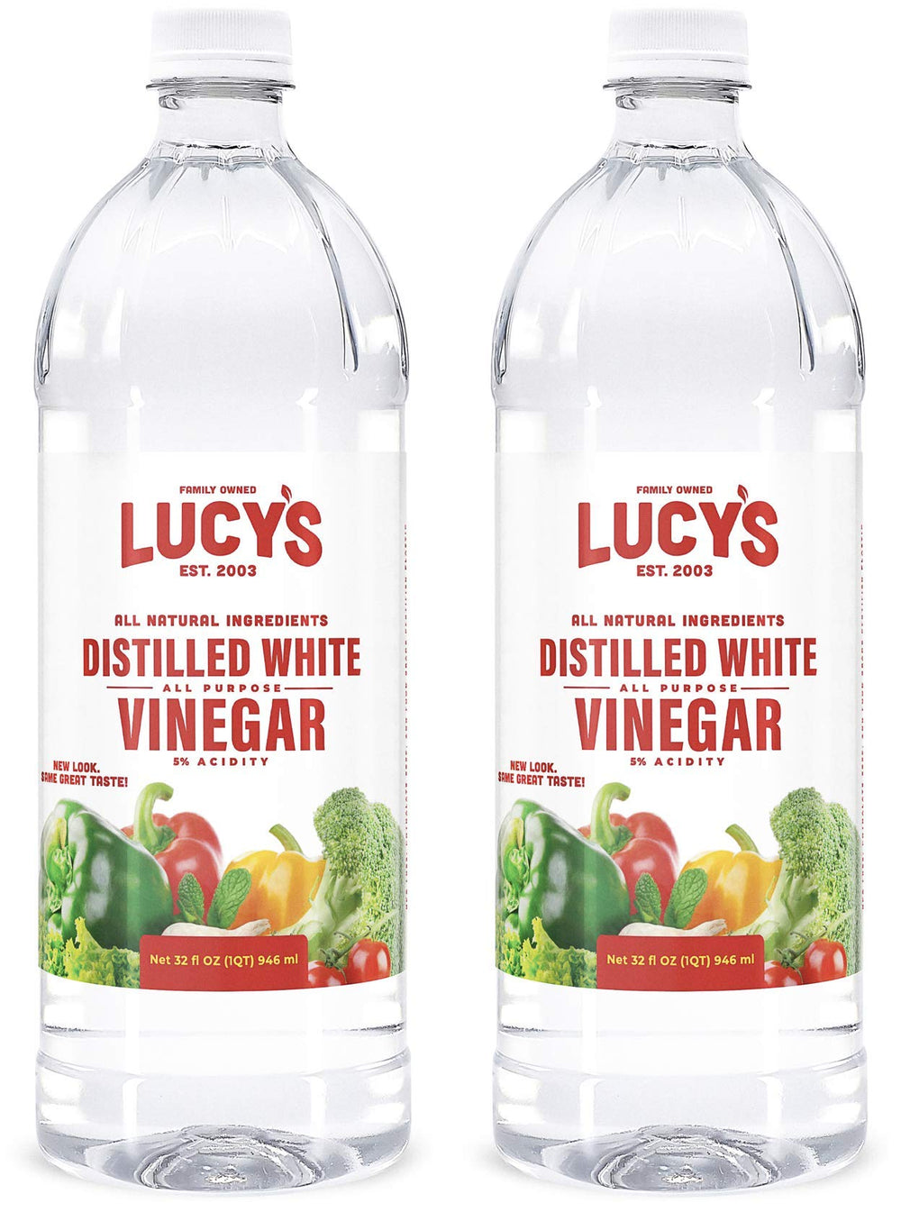 Lucy’s White Vinegar two-pack front view for daily cooking and cleaning.