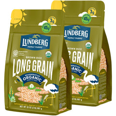 Lundberg brown rice regenerative organic 2-pack on kitchen counter for everyday meals