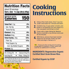 California-grown Lundberg rice harvest label signaling fresh regional flavor.
