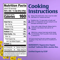 Cooked Lundberg jasmine rice steaming with fluffy, tender grains.
