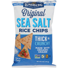 Lundberg Sea Salt Rice Chips—crunchy brown rice nuggets, perfect with dips.