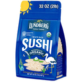 Lundberg Sushi Rice front package shows regenerative organic certification for sustainable meals.