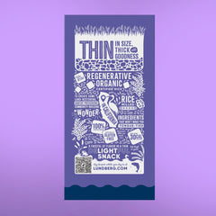 Lundberg Organic Thin Stackers close-up showing light, crispy texture for quick snacking.