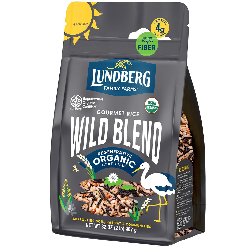 Lundberg Wild Blend Rice in a colorful bowl, ideal for year-round meals