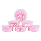 Lupy Lups Pink Strawberry cotton candy tubs twelve-pack ready for personalized party favors.