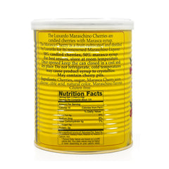 Luxardo Gourmet Maraschino Cherries tin side label showcasing authentic quality