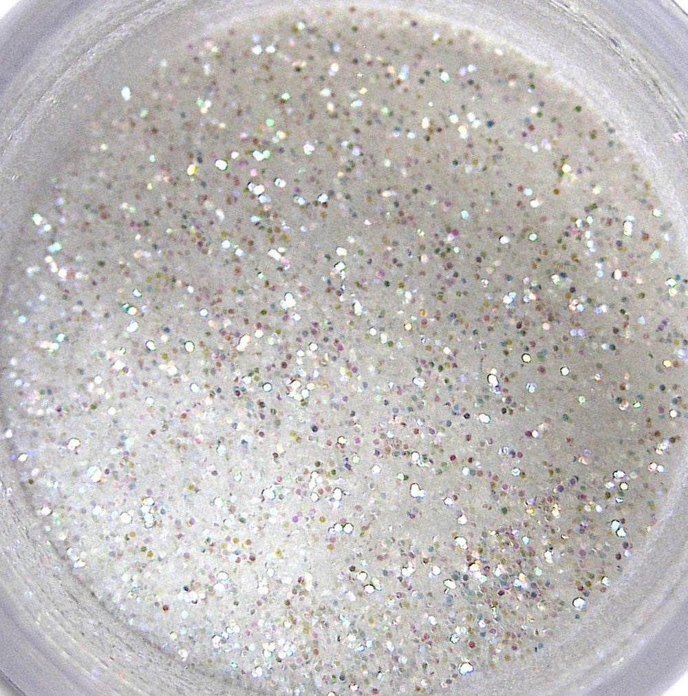 Luxe Cake Rainbow Diamond Dust bottle shimmering with iridescent sparkle for elegant cake decorating.