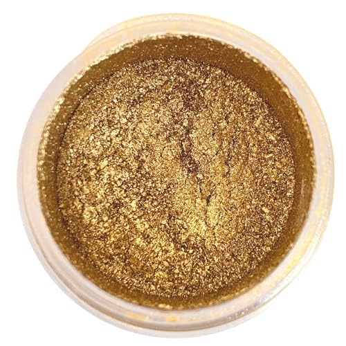 Luxe Cake 24K Gold Dust bottle close-up showing rich metallic sheen for desserts