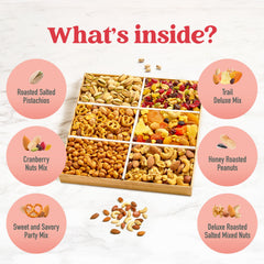 Luxurious Treats wood-look box keeps snacks fresh and presentable for gifting or gatherings.