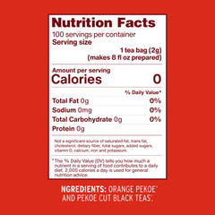 Luzianne iced tea box back with ingredients and sustainability seal