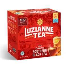 Luzianne unsweetened iced tea bags box front for easy home brewing