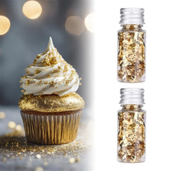 Lwuey gold leaf foil for cake decorations enhances presentation.