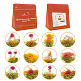 LWXLJMJZC blooming green tea ball unfolds in glass, perfect for tea parties.