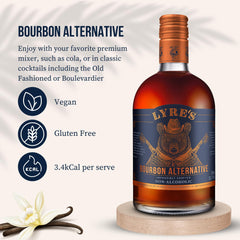 Lyre's American Malt being poured into a glass for mocktails.