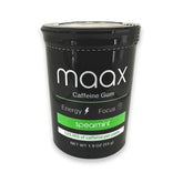 Maax Caffeine Energy Gum pack shot shows 125 mg caffeine for quick focus.