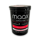Maax Caffeine Gum box front view showing cinnamon flavor and energy
