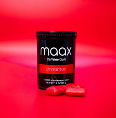 Maax Caffeine Gum chewing action, smooth and long-lasting
