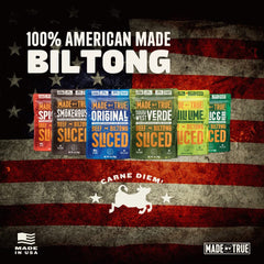 Made by True protein-rich biltong slices ideal for active days.