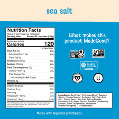 Made Good Sea Salt Star Crackers pack front shows six-pack design for sharing.